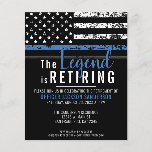 Budget Police Officer Retirement Party Invitation (Front)