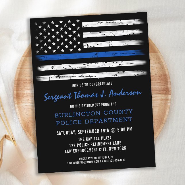 Budget Police Officer Retirement Photo Invitation  (Creator Uploaded)