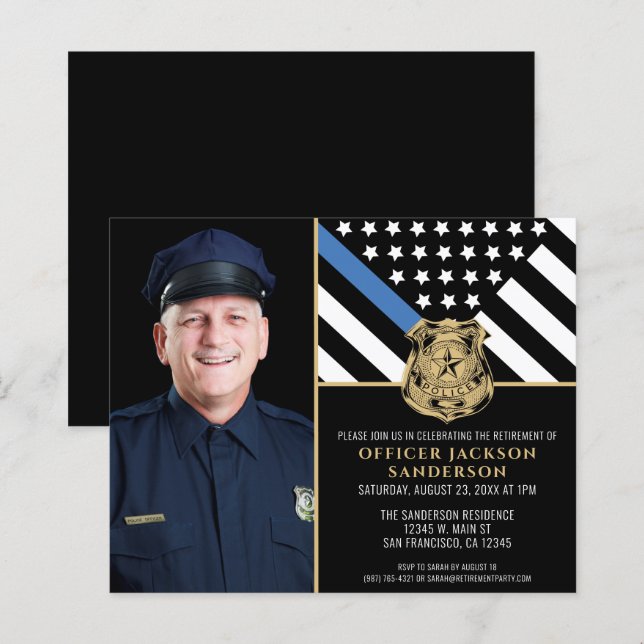 Budget Police Photo Retirement Party Invitation (Front/Back)