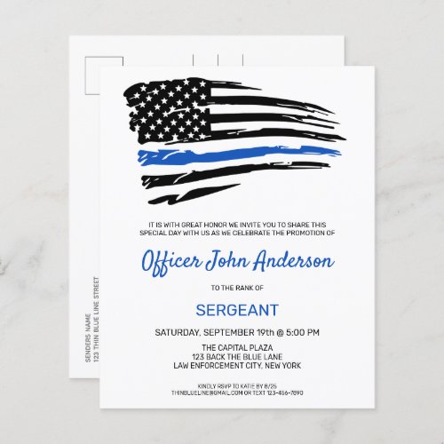 Budget Police Promotion Thin Blue Line Invitation