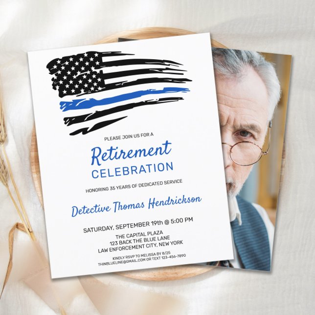 Budget Police Retirement Custom Photo Invitation