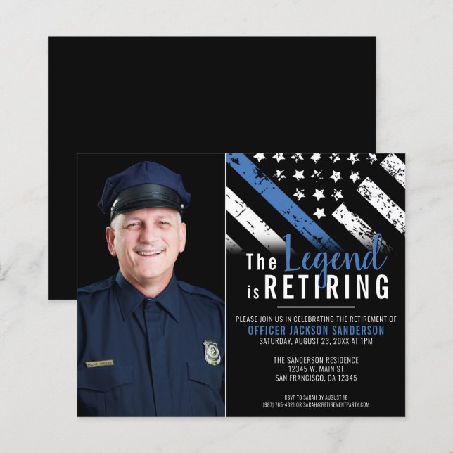 Budget Police Retirement Party Photo Invitation (Front/Back)