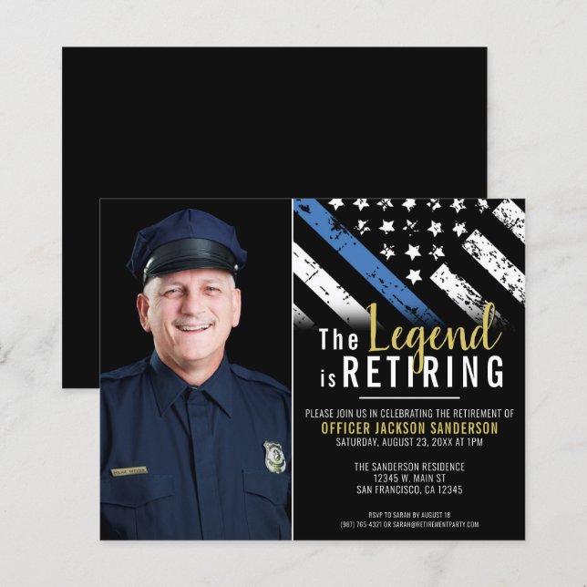 Budget Police Retirement Party Photo Invitation (Front/Back)