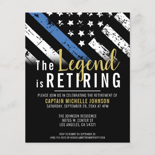 Budget Police Retirement Thin Blue Line Invitation