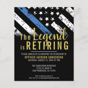 Budget Police Retirement Thin Blue Line Invitation