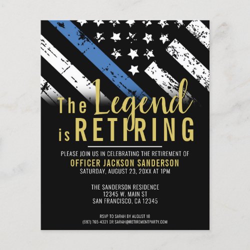 Budget Police Retirement Thin Blue Line Invitation