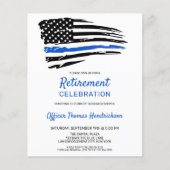 Budget Police Retirement Thin Blue Line Invitation (Front)