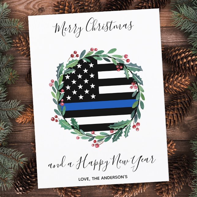 Budget Police Thin Blue Line Christmas Postcard (Creator Uploaded)