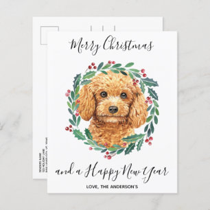 Budget Poodle Dog Elegant Christmas Postcard