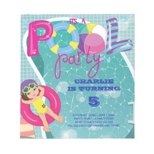 BUDGET Pool Party Kids Birthday Invitation  Notepad