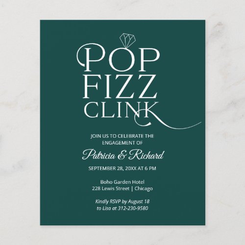 Budget Pop Fizz Clink Engagement Party Invitation