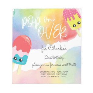 BUDGET Pop On Over Popsicle Birthday Invitation Notepad