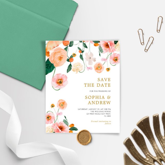 BUDGET Poppies Flowers Wedding Save The Date (Creator Uploaded)