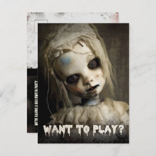 Budget Possessed Doll Adult Halloween Invitation