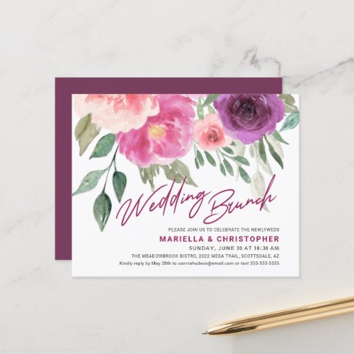 Budget Post Wedding Brunch Watercolor Rose Peonies