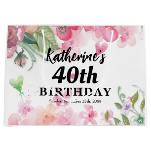 Budget, pretty birthday floral bright colors large gift bag