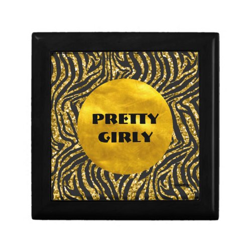 Budget Pretty Girly Faux Gold Glitter Foil Glam Gift Box