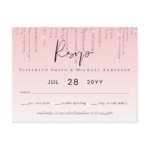 Budget Pretty Girly Wedding RSVP Glitter Pink