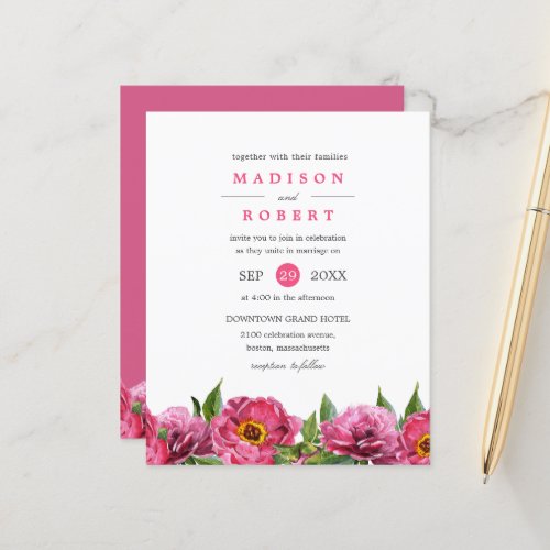 BUDGET Pretty Pink Magenta Peonies Floral Wedding