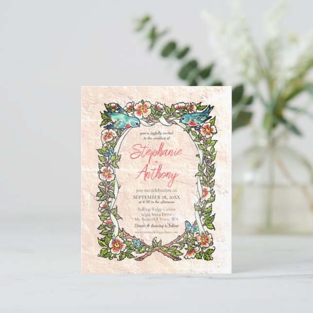 Budget Pretty Vintage Pink Floral Bluebird Wedding (Standing Front)