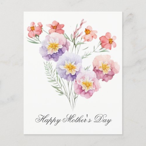 Budget Pretty Watercolor Florals Mothers Day Card