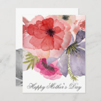 Budget Pretty Watercolor Florals Mothers Day Card