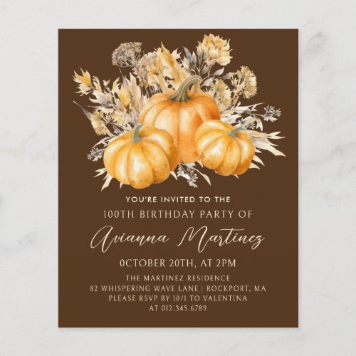 BUDGET PRICED 100th Birthday Rustic Boho Pumpkin 