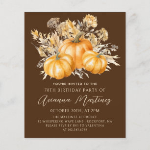 BUDGET PRICED 70th Birthday Rustic Boho Pumpkin