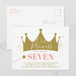 Budget Princess Pink Kid Birthday Party Invitation Postcard