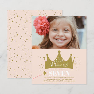 Budget Princess Pink Modern Birthday Invitation