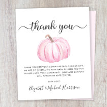 Budget Pumpkin Baby Girl Shower Thank You Card