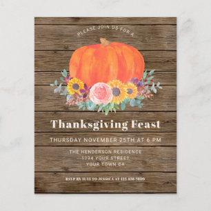 Budget Pumpkin Barn Wood Thanksgiving Invitation 