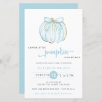 Budget Pumpkin Blue Bow Boy Baby Shower Invite