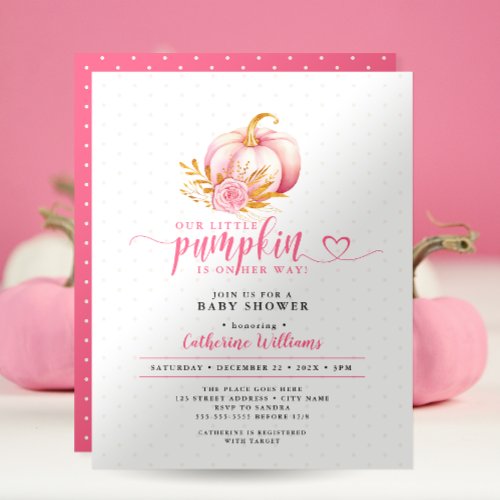 Budget Pumpkin Boho Pink Gold Floral Baby Shower 