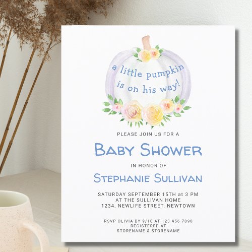 Budget Pumpkin Couples Baby Shower Invitation