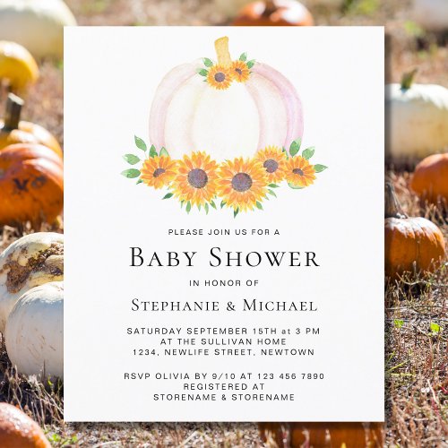 Budget Pumpkin Couples Baby Shower Invitation