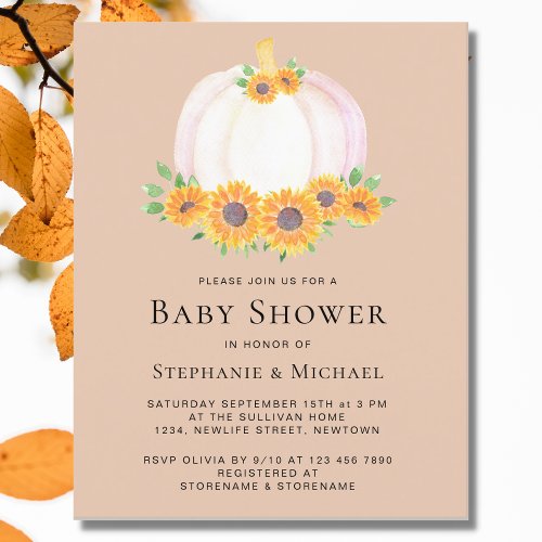 Budget Pumpkin Couples Baby Shower Invite