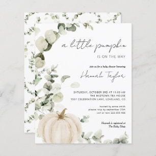 Budget Pumpkin Eucalyptus Baby Shower Invitation