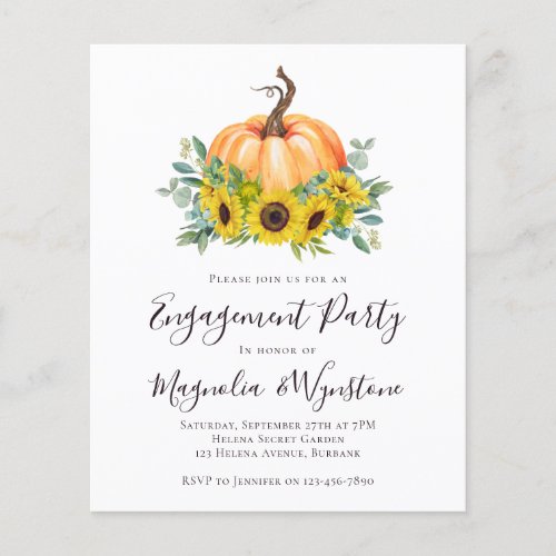 Budget Pumpkin Fall Engagement Party Invitation