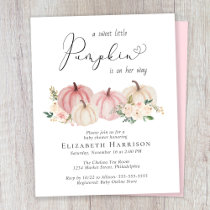 Budget Pumpkin Floral Baby Girl Shower Invitation