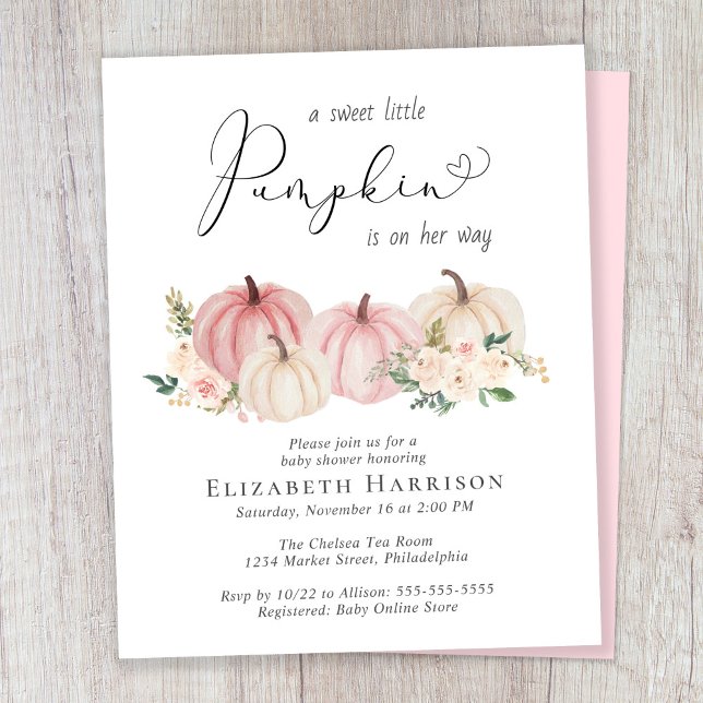 Budget Pumpkin Floral Baby Girl Shower Invitation (Creator Uploaded)