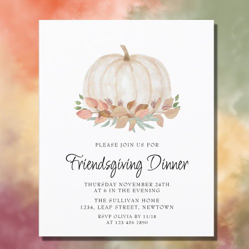 Budget Pumpkin Friendsgiving Dinner Invitation 