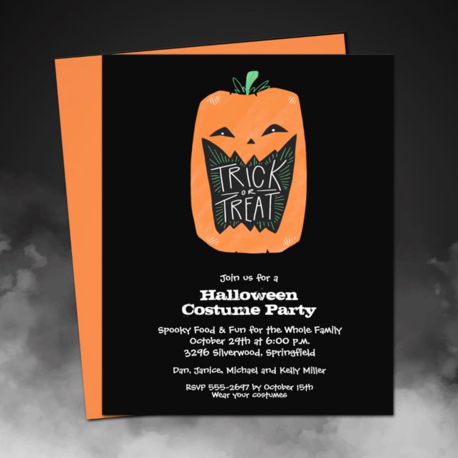 Budget Pumpkin Halloween Party Invitation Flyer (Printed on affordable THIN 80 lb flyer paper - heavier paper available in our collection.)