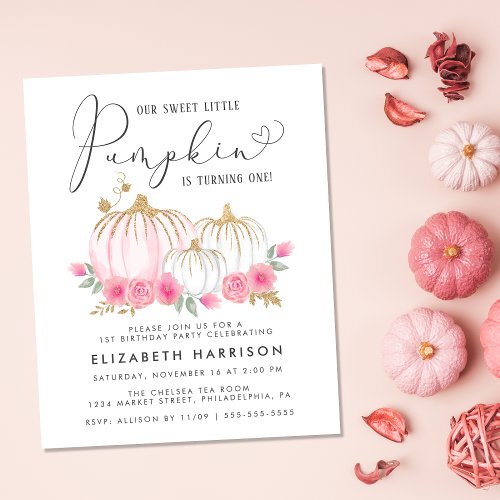 Budget Pumpkin Pink Floral Girl 1st Birthday Party