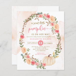 Budget Pumpkin Pink Girl Baby Shower Invitation