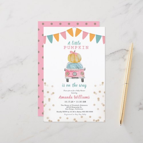 Budget Pumpkin Pink Grey Polka Dot Car Baby Shower