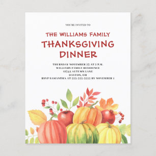Budget Pumpkin Thanksgiving Dinner Invitation Flyer