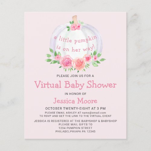 Budget Pumpkin Virtual Baby Shower Invitation