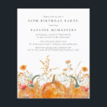 Budget Pumpkin Wildflower Fall 90th Birthday<br><div class="desc">Fall pumpkins are nestled in delicate golden yellow and orange wildflowers to create an elegant aesthetic. All of the text is editable so you can easily craft your own special mood.</div>