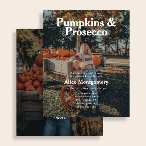 Budget Pumpkins and Prosecco Photo Bridal Shower Flyer